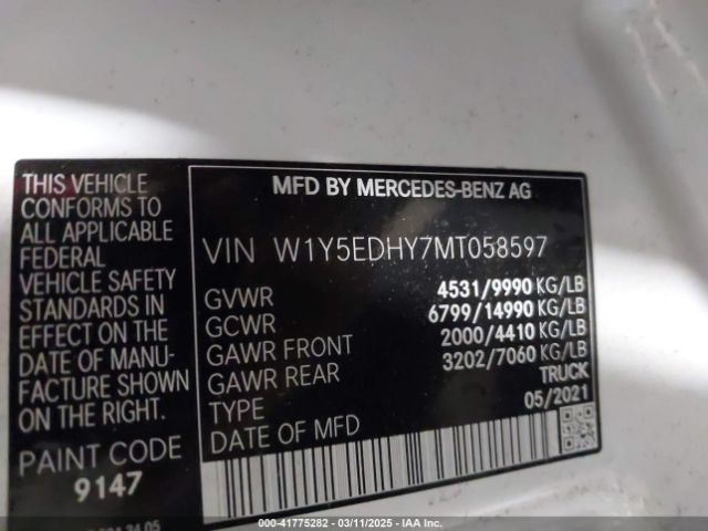 W1Y5EDHY7MT058597 Mercedes-Benz Sprinter 3500 High Roof V6