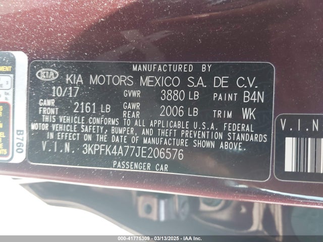 KIA FORTE LX 2018 3KPFK4A77JE206576 Image 8
