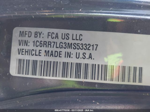1C6RR7LG3MS533217 RAM 1500 Classic Slt  4x4 5'7 Box