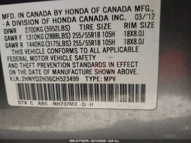 2012 ACURA MDX 2HNYD2H36CH523499 Photo 8
