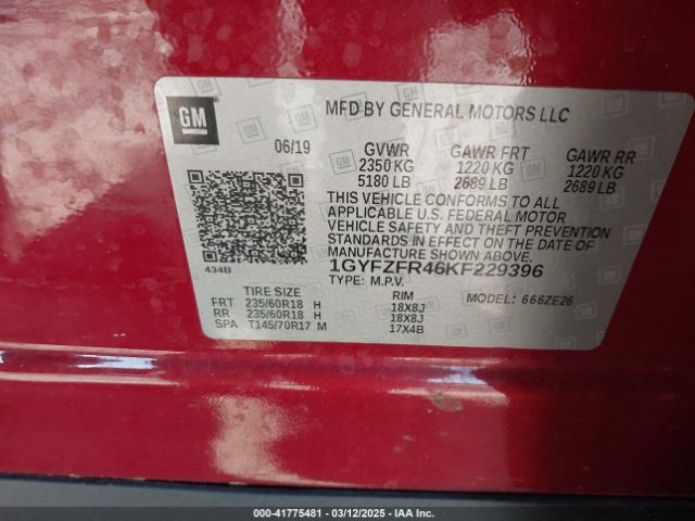 1GYFZFR46KF229396 Cadillac XT4 SPORT