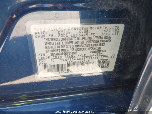 3N1AB7AP4GY318483 Nissan SENTRA SV