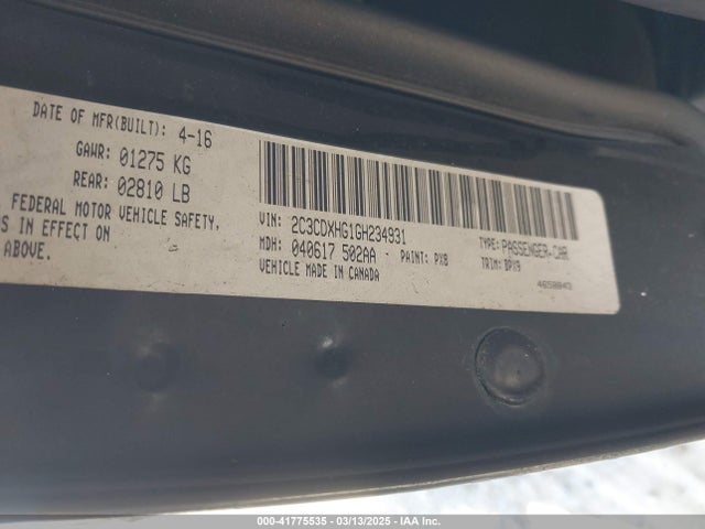 2C3CDXHG1GH234931 Dodge 2016