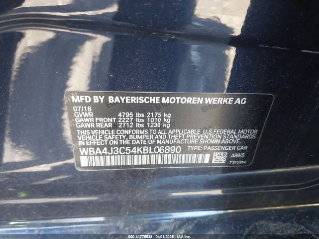WBA4J3C54KBL06890 BMW 430i Gran Coupe Xdrive