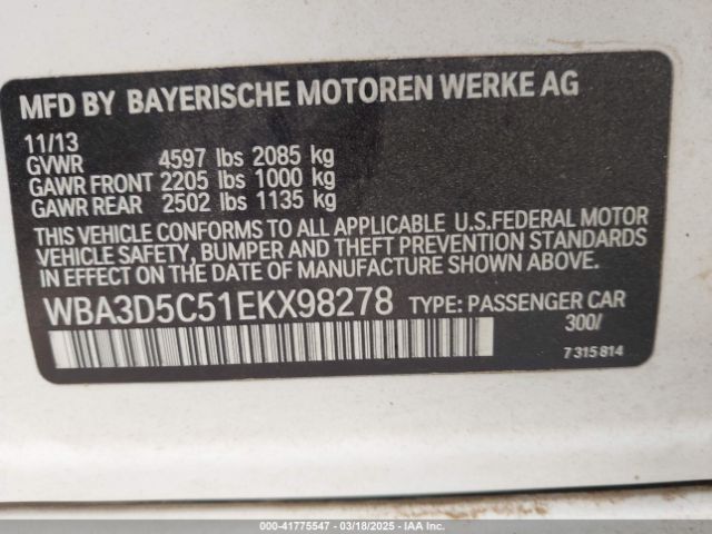 WBA3D5C51EKX98278 BMW 328d Xdrive