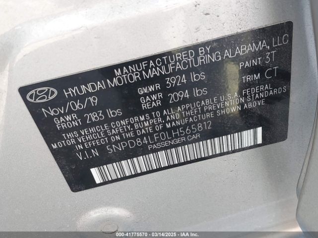 5NPD84LF0LH565812 Hyundai ELANTRA SEL