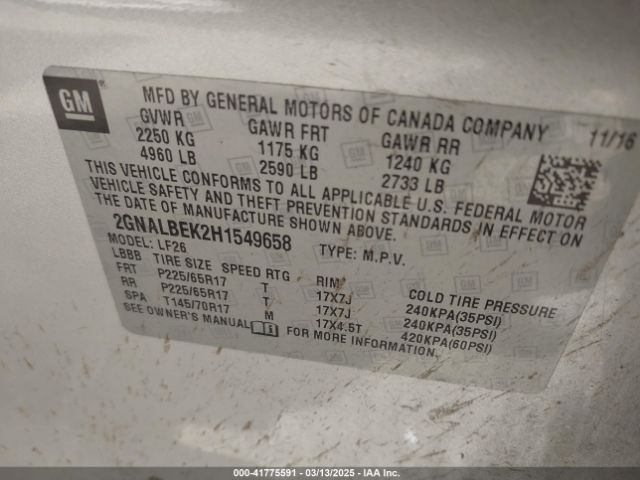 2GNALBEK2H1549658 Chevrolet EQUINOX LS