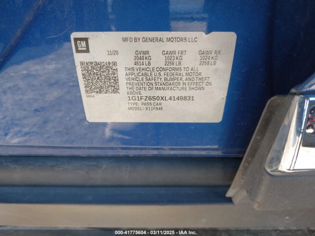 1G1FZ6S0XL4149831 Chevrolet Bolt Ev Fwd Premier