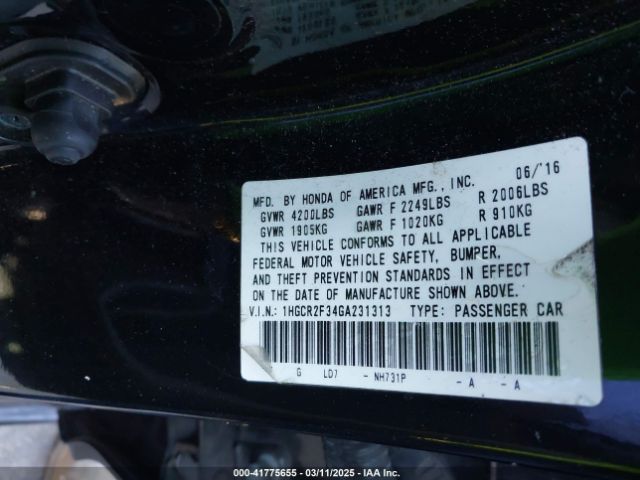 1HGCR2F34GA231313 Honda ACCORD LX