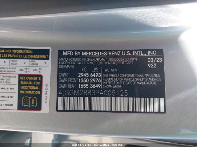 4JGGM2BB3PA005125 Mercedes-Benz Eqe 350+ Suv