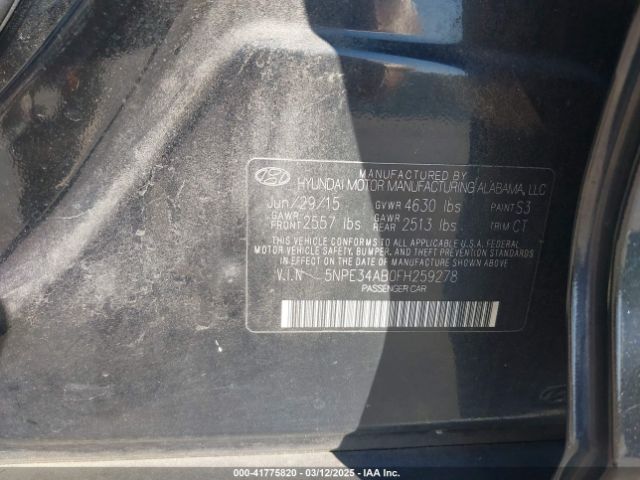 2015 HYUNDAI SONATA 5NPE34AB0FH259278 Photo 8