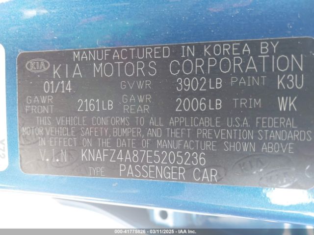 2014 KIA FORTE KNAFZ4A87E5205236 Photo 8