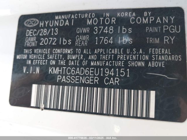 KMHTC6AD6EU194151 Hyundai Veloster Base W/gray