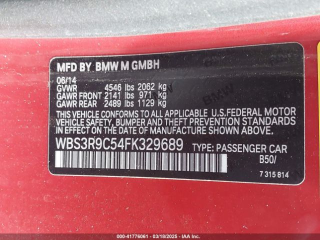 WBS3R9C54FK329689 BMW M4