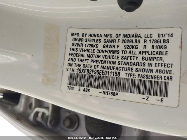 19XFB2F95EE011158 Honda Civic Ex-l