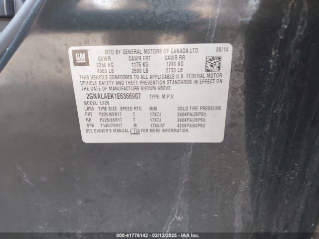 2GNALAEK1E6366907 Chevrolet EQUINOX LS