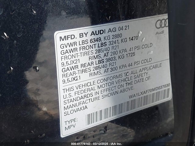 2021 AUDI Q7 WA1LXAF70MD037030 Photo 8