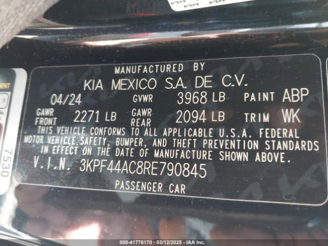 3KPF44AC8RE790845 KIA FORTE GT