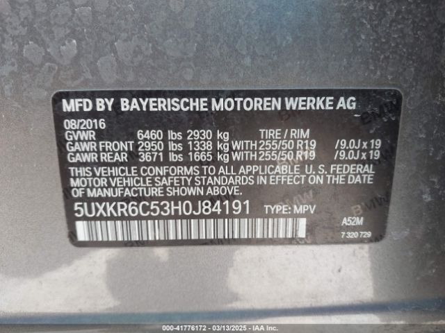 2017 BMW X5 5UXKR6C53H0J84191 Photo 8