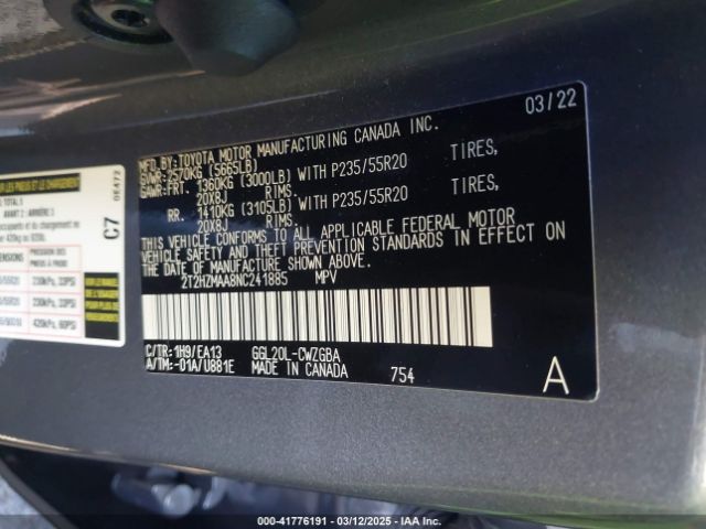2T2HZMAA8NC241885 Lexus RX 350