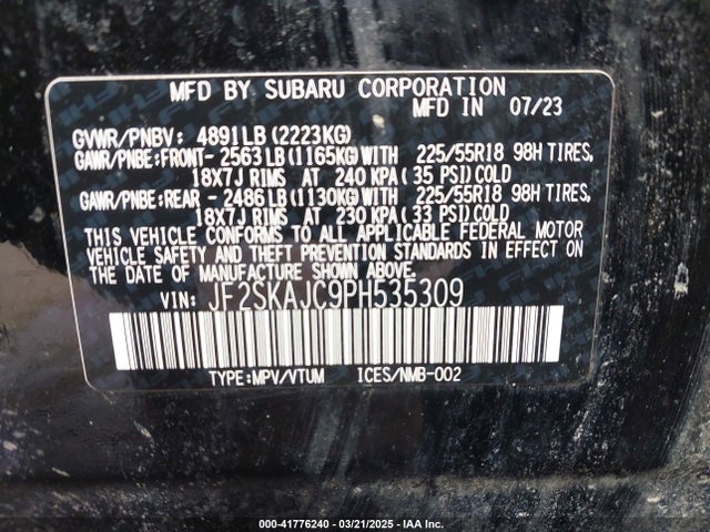 Subaru Forester Sport 2023 JF2SKAJC9PH535309 Image 9