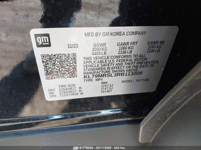 KL79MRSL3RB113009 Chevrolet Trailblazer Awd Lt