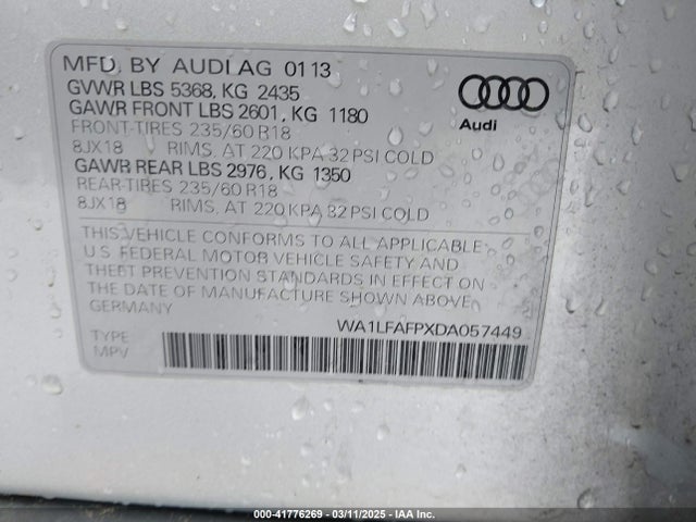 2013 AUDI Q5 WA1LFAFPXDA057449 Photo 8