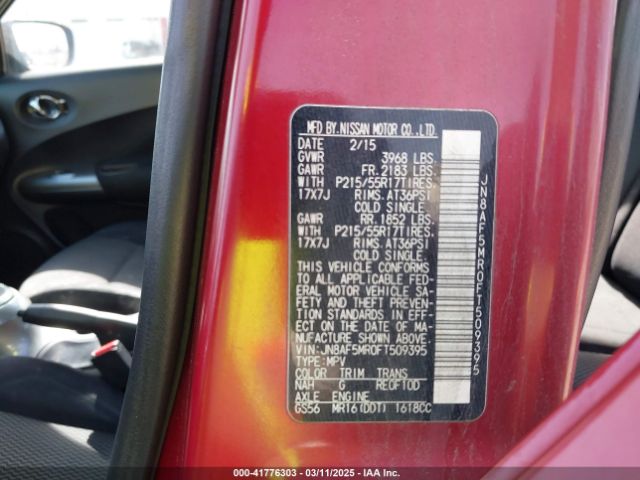 JN8AF5MR0FT509395 Nissan JUKE S
