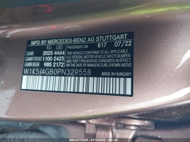 W1K5J4GB0PN329558 Mercedes-Benz Cla 250 Coupe