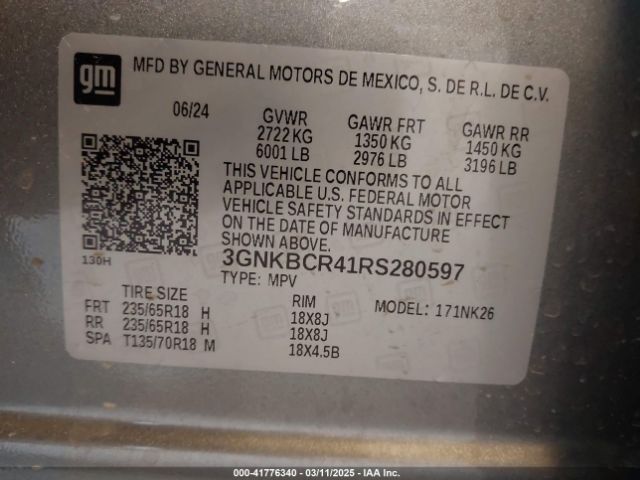 3GNKBCR41RS280597 Chevrolet Blazer Fwd 2lt