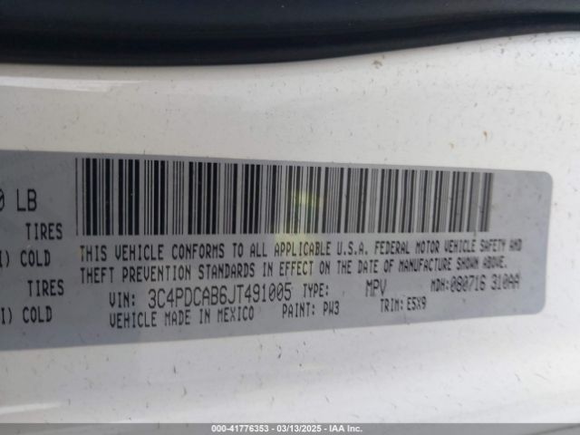 3C4PDCAB6JT491005 Dodge JOURNEY SE