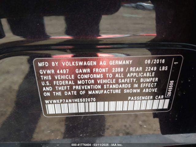 WVWKP7AN1HE502070 Volkswagen Cc 2.0t Sport