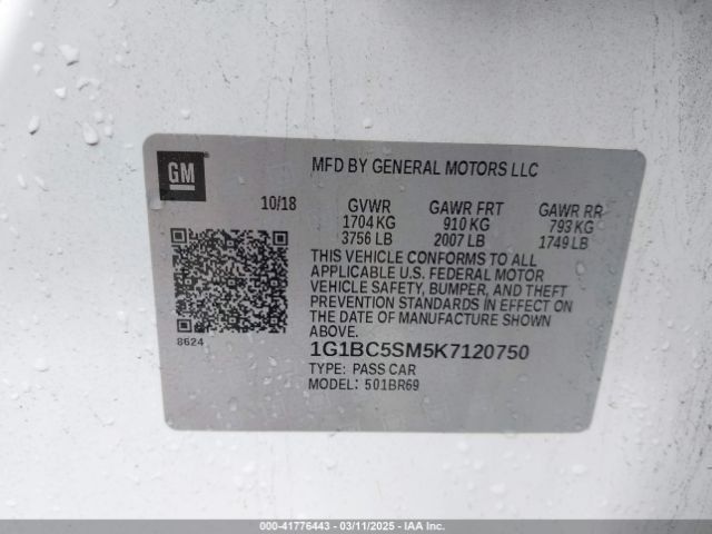 2019 CHEVROLET CRUZE 1G1BC5SM5K7120750 Photo 8