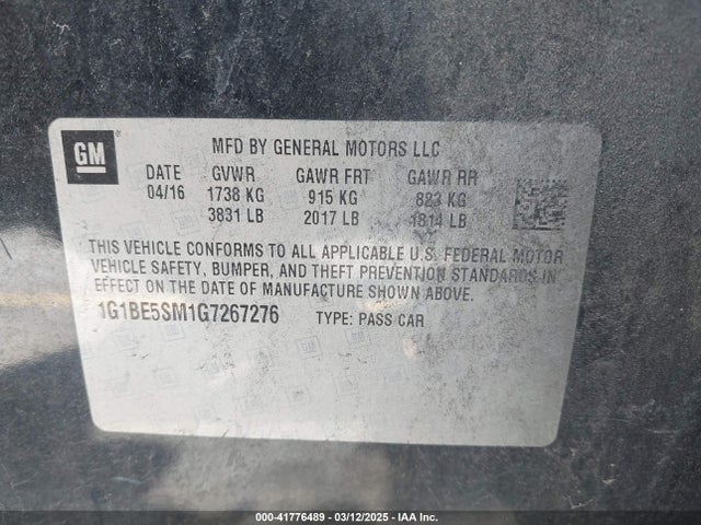 1G1BE5SM1G7267276 Chevrolet Cruze Lt Auto