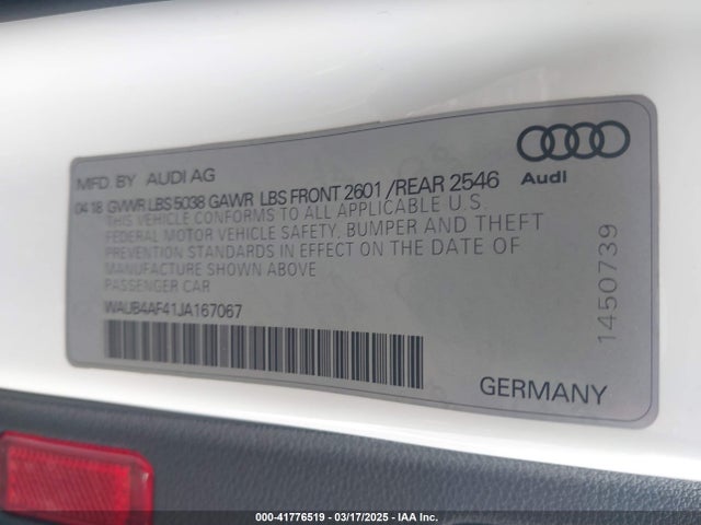2018 AUDI S4 WAUB4AF41JA167067 Photo 8