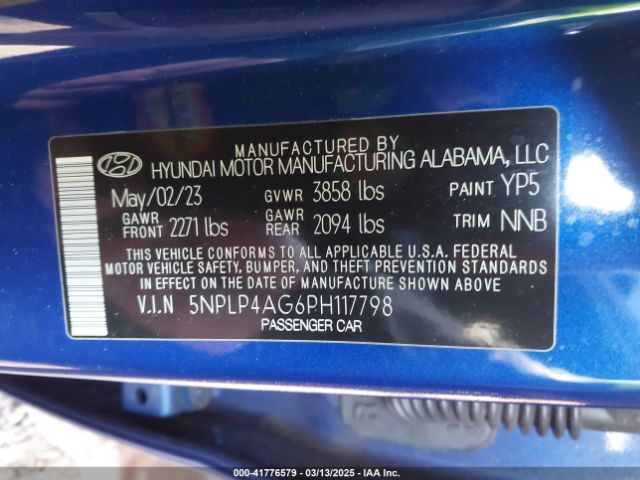 5NPLP4AG6PH117798 Hyundai Elantra Limited