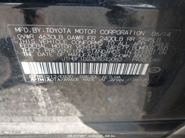 JTHBF1D23E5042082 Lexus IS 250