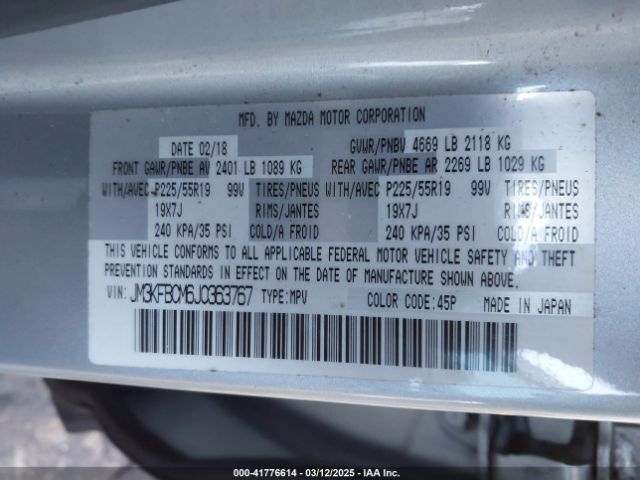 JM3KFBCM6J0363767 Mazda Cx-5 Touring