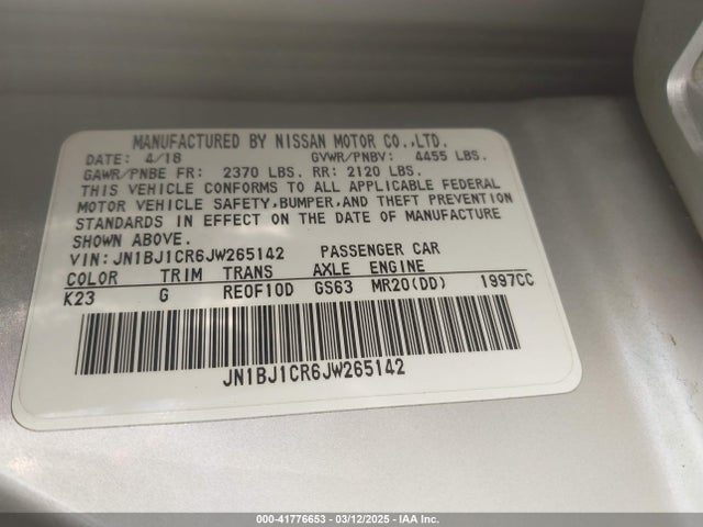 JN1BJ1CR6JW265142 Nissan Rogue Sport S