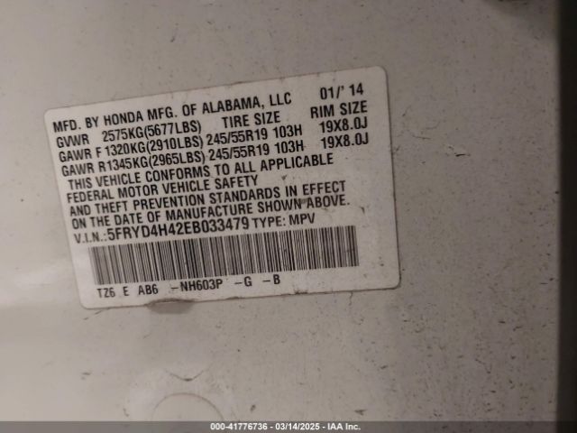 5FRYD4H42EB033479 Acura Mdx Technology Package