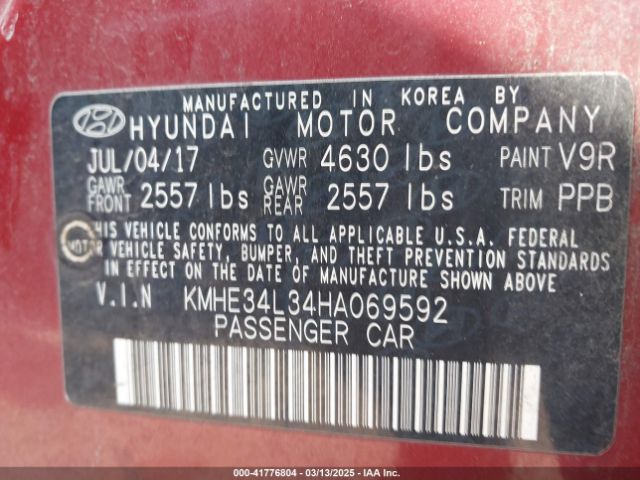 KMHE34L34HA069592 Hyundai Sonata Hybrid Limited