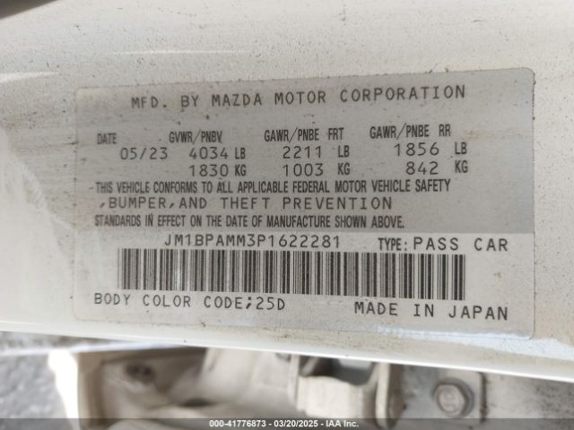 JM1BPAMM3P1622281 Mazda Mazda3 2.5 S Premium
