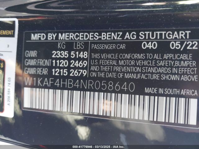 W1KAF4HB4NR058640 Mercedes-Benz C 300 4matic
