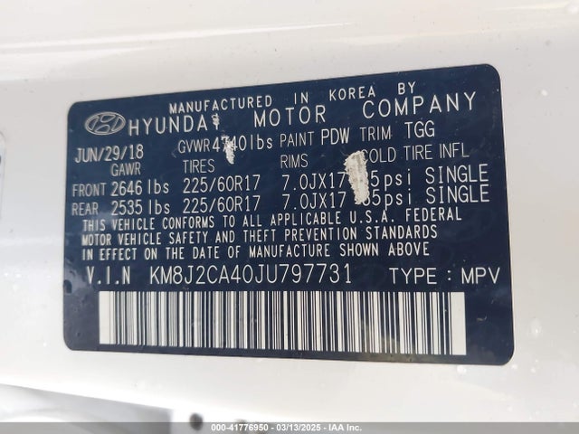 Hyundai gdi nu 2018 KM8J2CA40JU797731 Image 9
