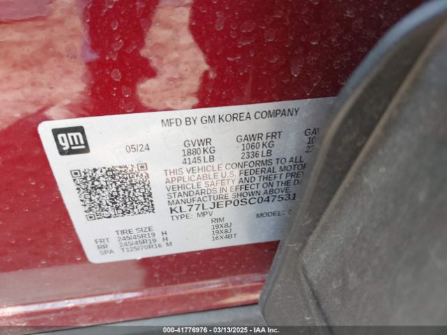 KL77LJEP0SC047531 Chevrolet Trax Fwd 2rs