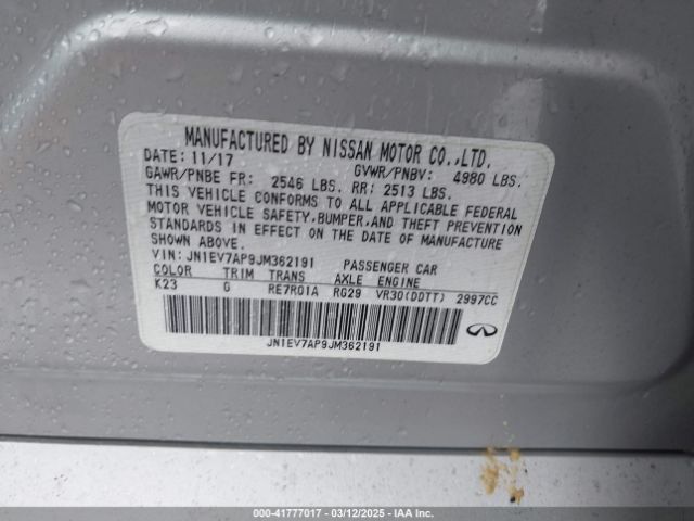 JN1EV7AP9JM362191 Infiniti Q50 3.0t Luxe