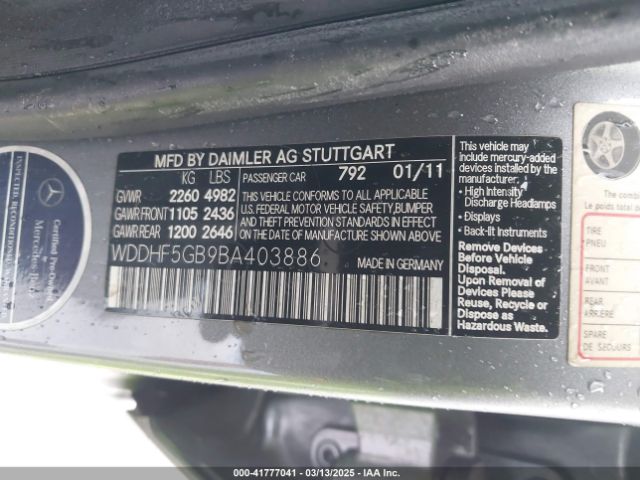 2011 MERCEDES-BENZ E 350 WDDHF5GB9BA403886 Photo 8