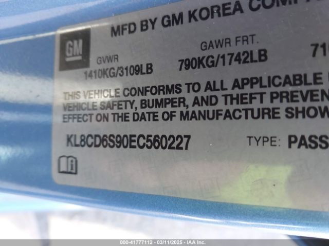 KL8CD6S90EC560227 Chevrolet Spark 1lt Auto