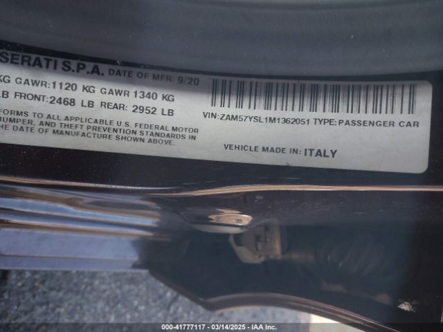 ZAM57YSL1M1362051 Maserati Ghibli S Granlusso