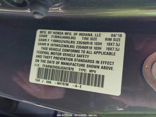 7FARW2H5XJE047870 Honda CR-V EX